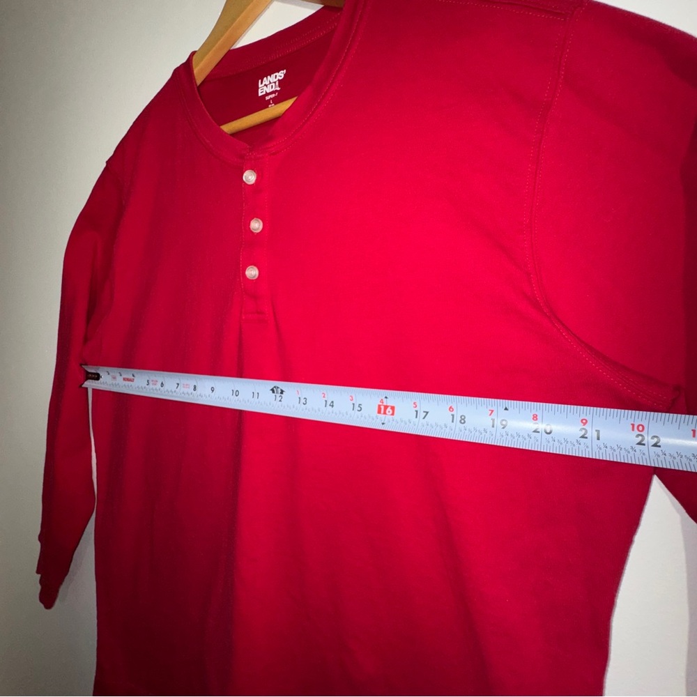 Lands‎ End Red Long Sleeve Henley Super T Shirt Size Large - Picture 6 of 8